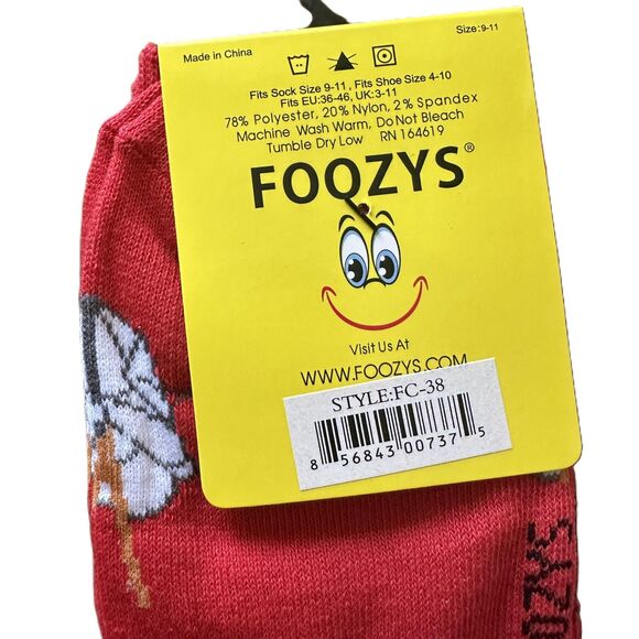 NWT Foozys Red Novelty Chinese Takeout Box Print Socks Women's One Size - Picture 4 of 4